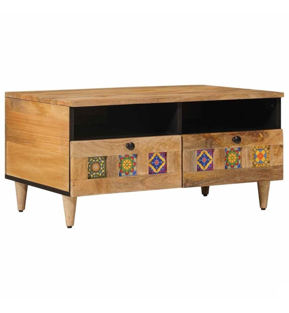 Table basse Naturel 80 x 54 x 40 cm Bois de mangue massif