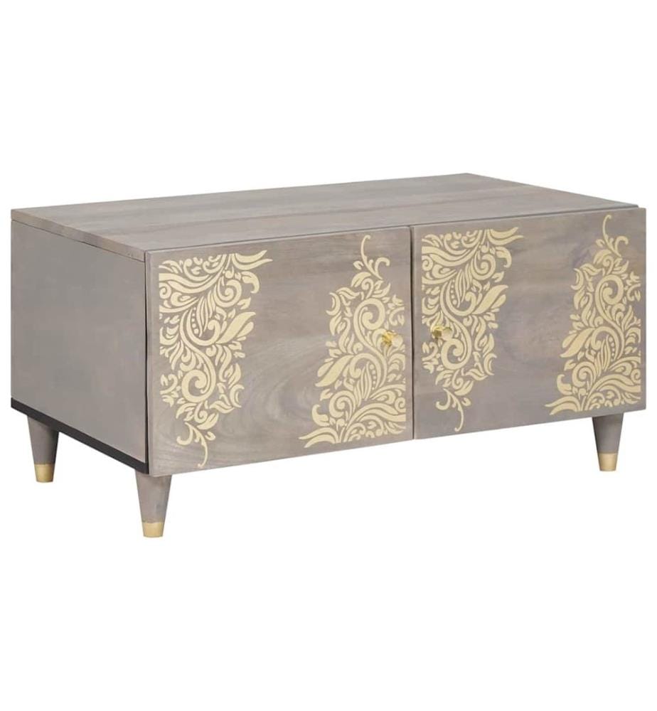 Table basse Gris 80 x 50 x 40 cm Bois de mangue massif
