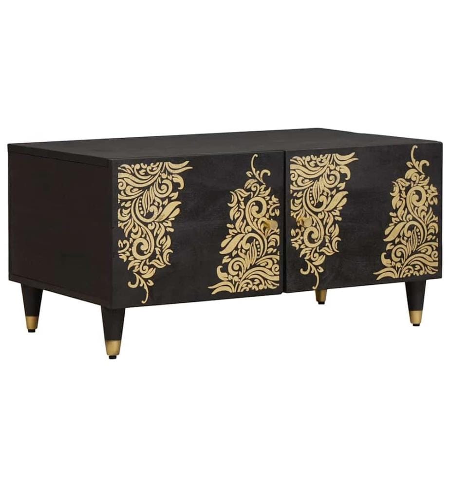 Table basse Noir 80 x 50 x 40 cm Bois de mangue massif