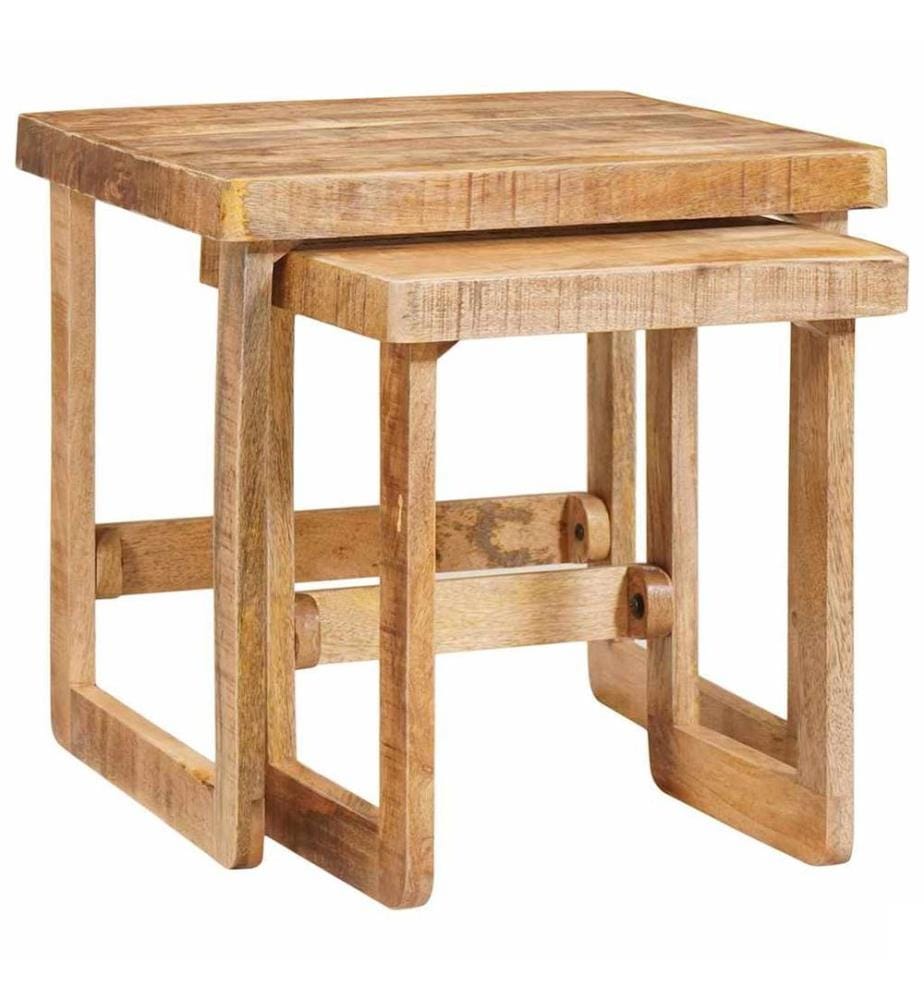 Tables gigognes 2 pcs Marron Bois de mangue massif