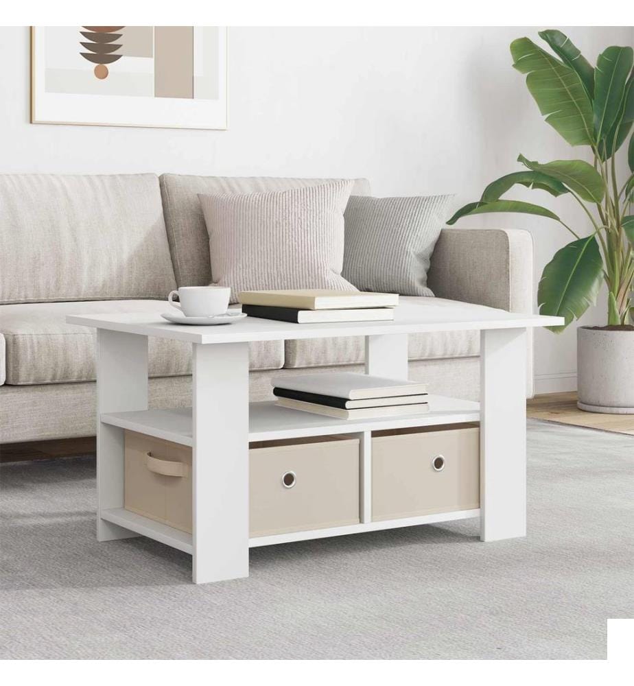Table basse avec tiroir Blanc 77 x 55 x 42 cm Bois d'ingénierie
