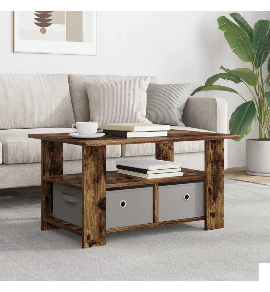 Table basse Chêne fumé 77 x 55 x 42 cm Bois d'ingénierie