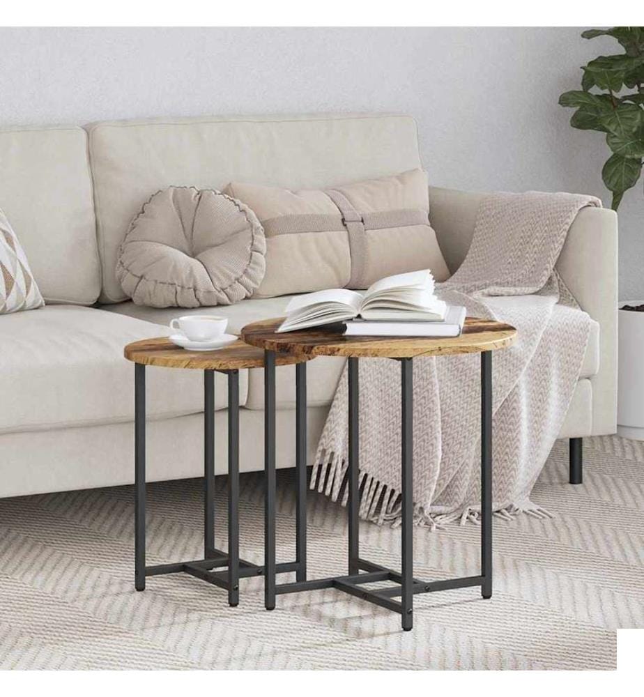 Ensemble de tables d'appoint 2 pcs Bois ancien et noir