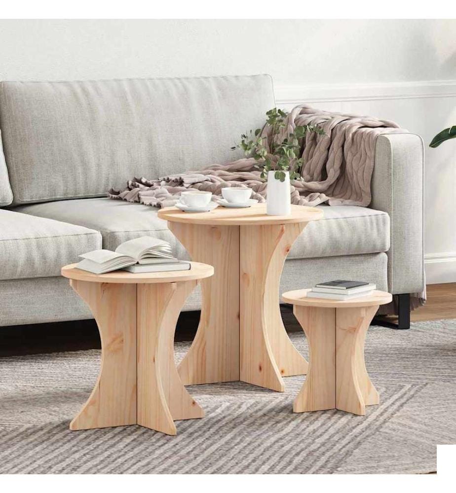 Table basse 3 pcs Naturel