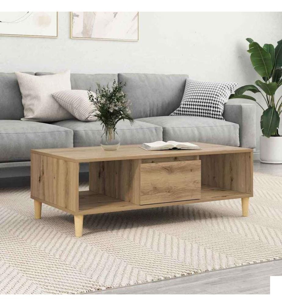 Table basse Chêne artisanal 102 x 55 x 35 cm Bois d'ingénierie
