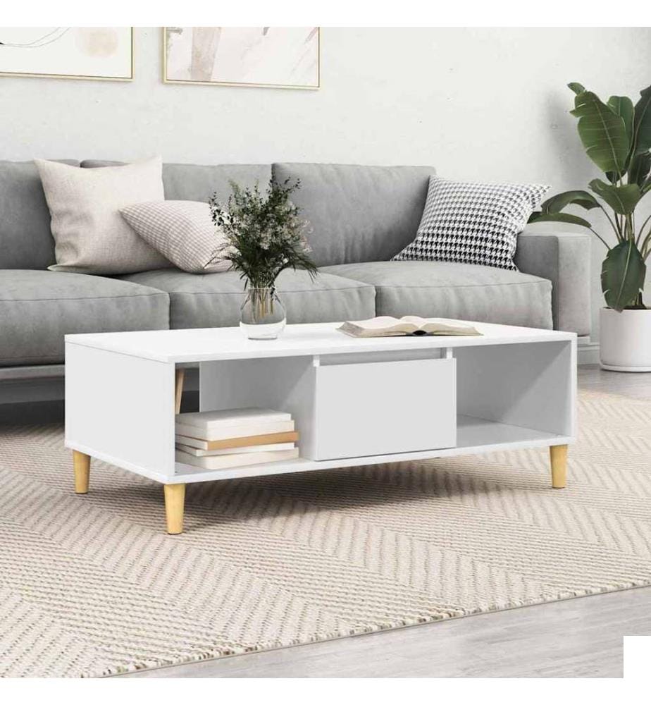 Table basse Blanc 102 x 55 x 35 cm Bois d'ingénierie
