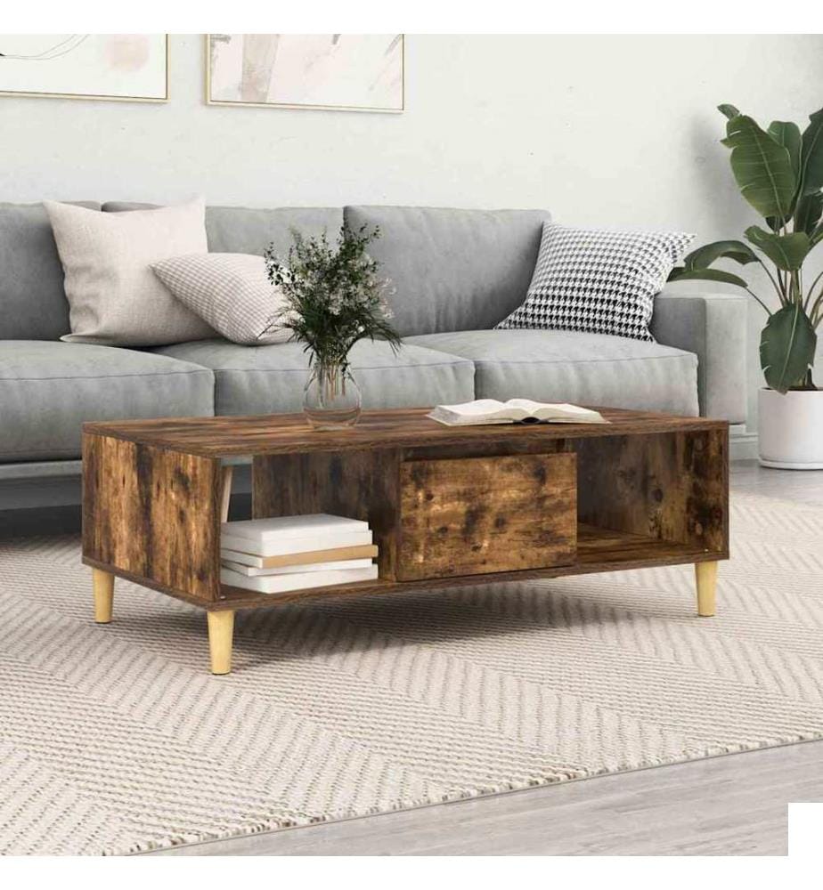 Table basse Chêne fumé 102 x 55 x 35 cm Bois d'ingénierie