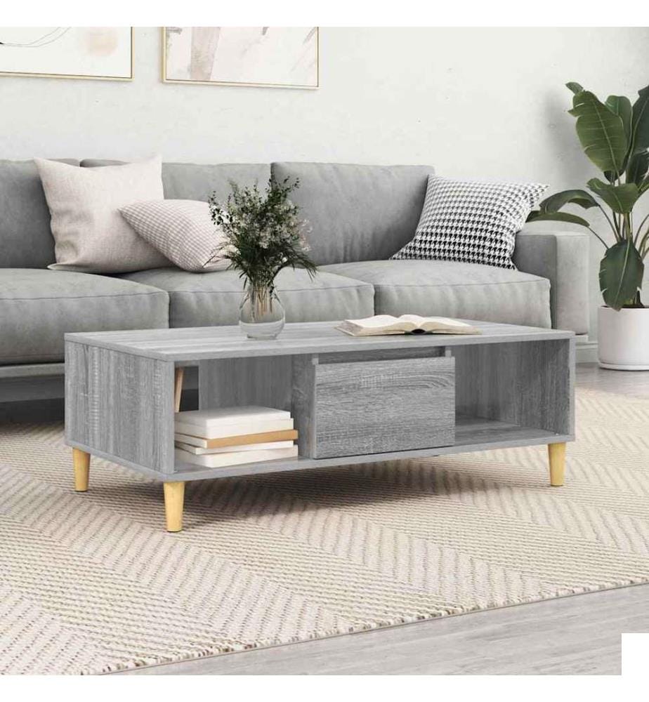 Table basse Gris Sonoma 102 x 55 x 35 cm Bois d'ingénierie