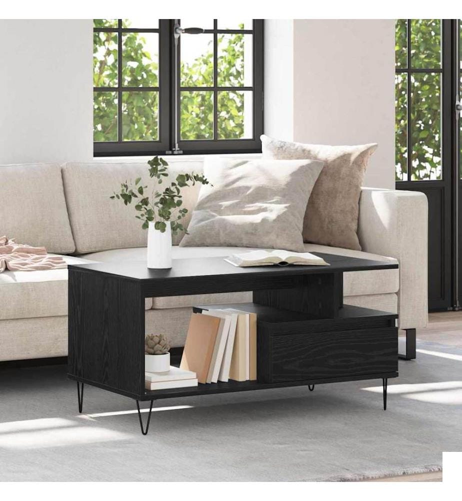 Table basse Chêne noir 90 x 49 x 45 cm Bois d'ingénierie