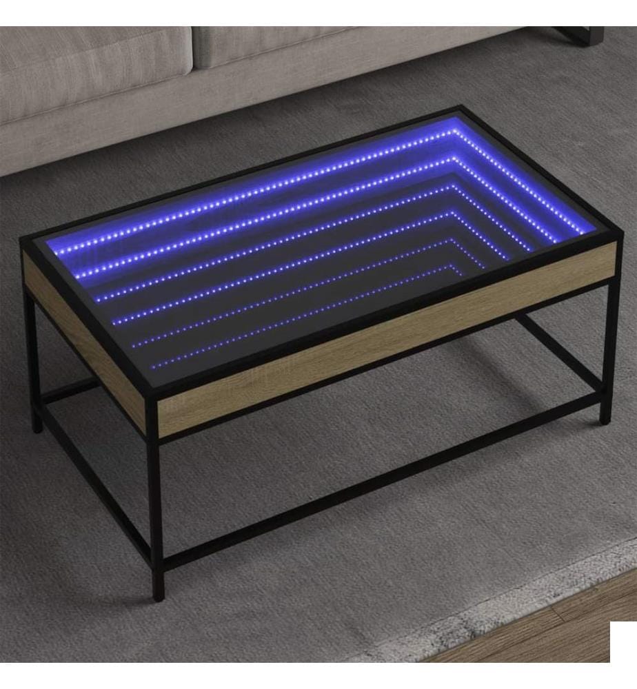 Table basse avec LED infini chêne sonoma 90x50x41 cm