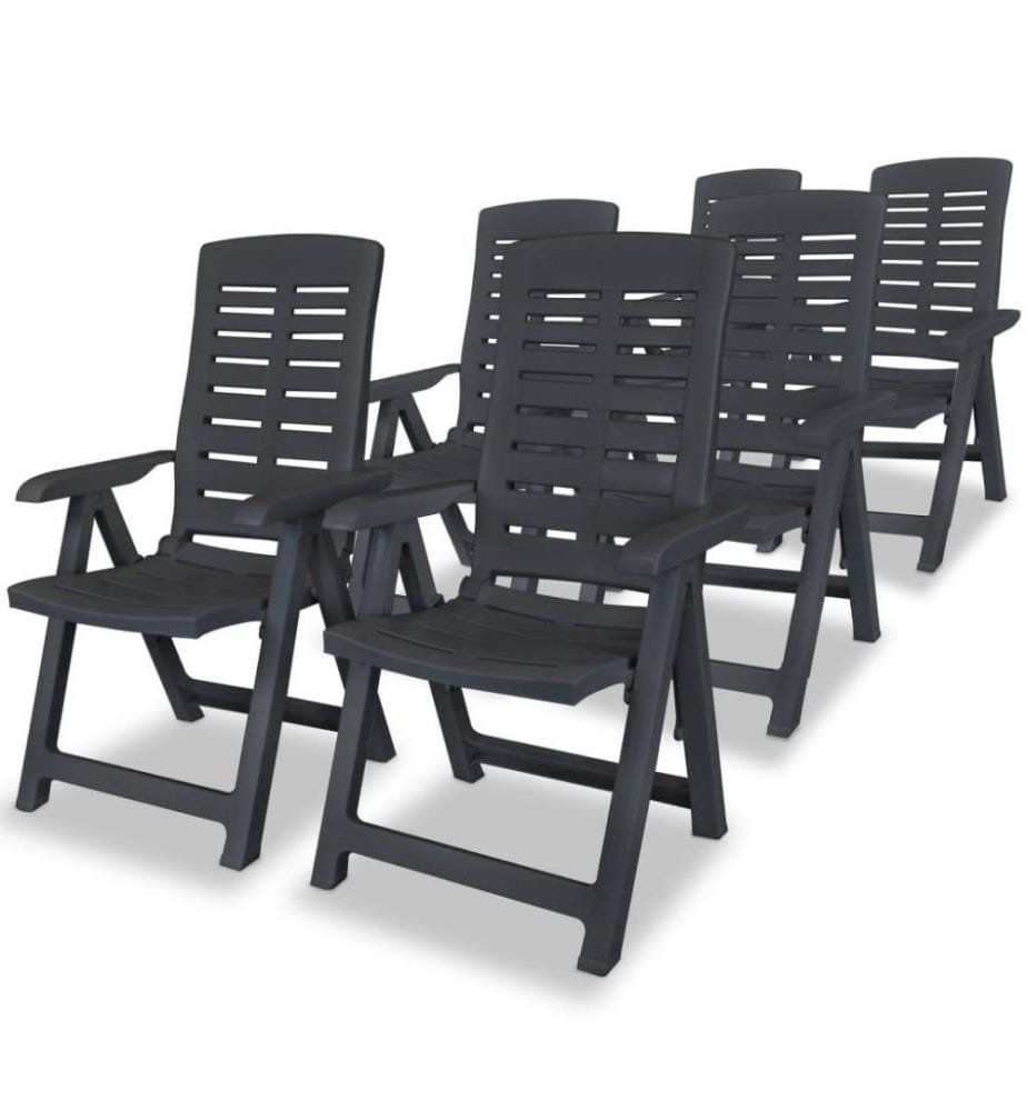 Chaises inclinables de jardin 6 pcs Plastique Anthracite