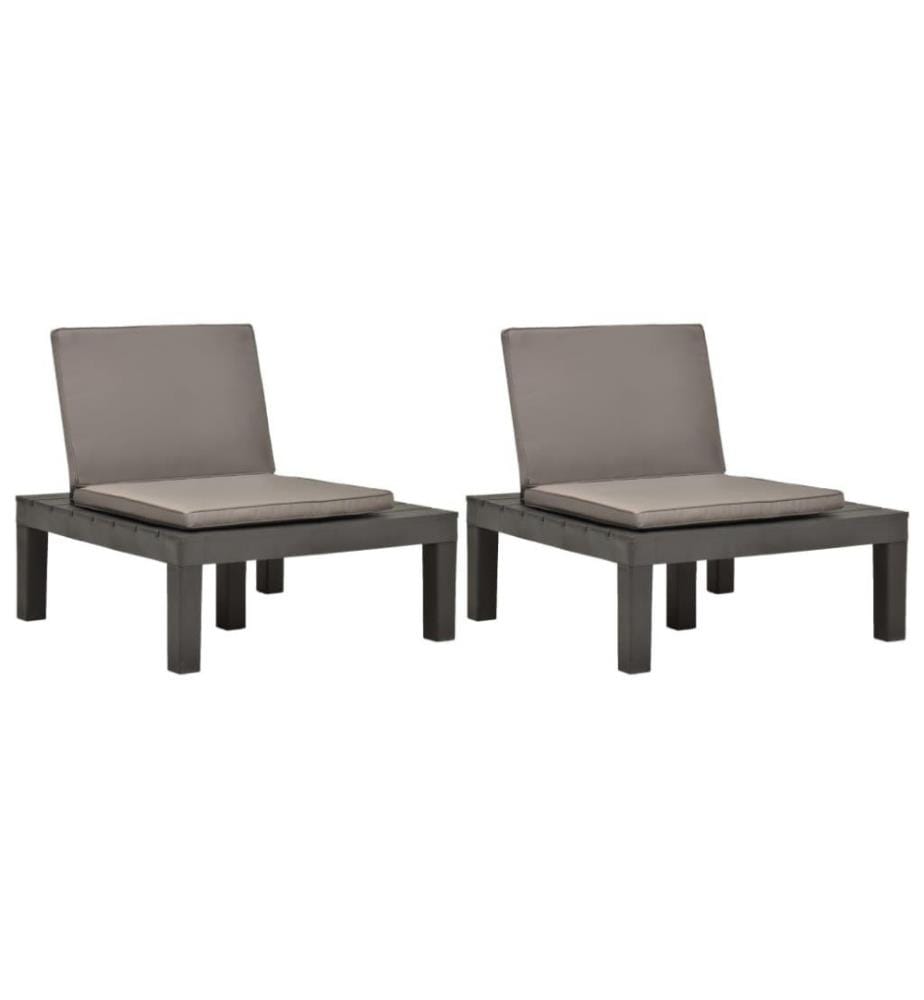Chaises de salon de jardin et coussins 2pc Plastique Anthracite