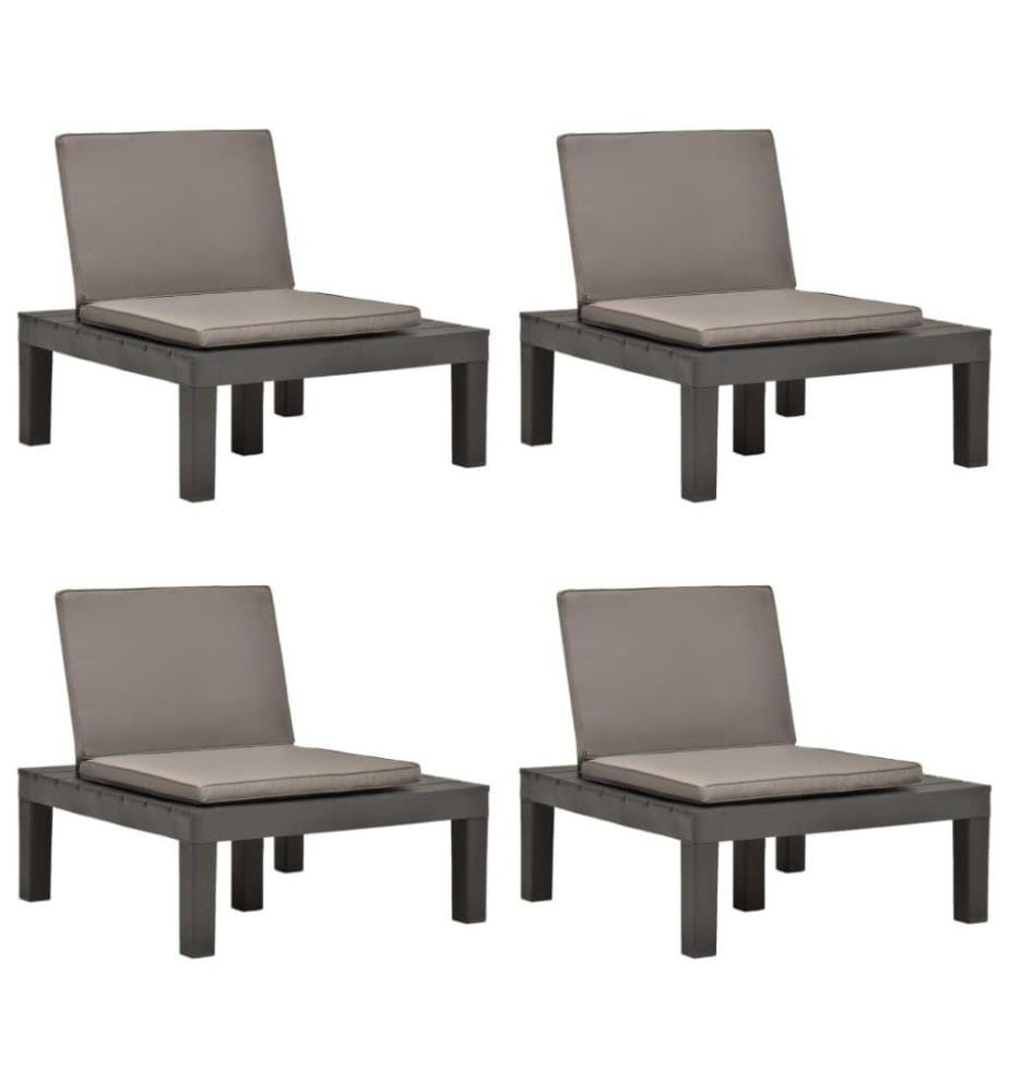 Chaises de salon de jardin et coussins 4pc Plastique Anthracite