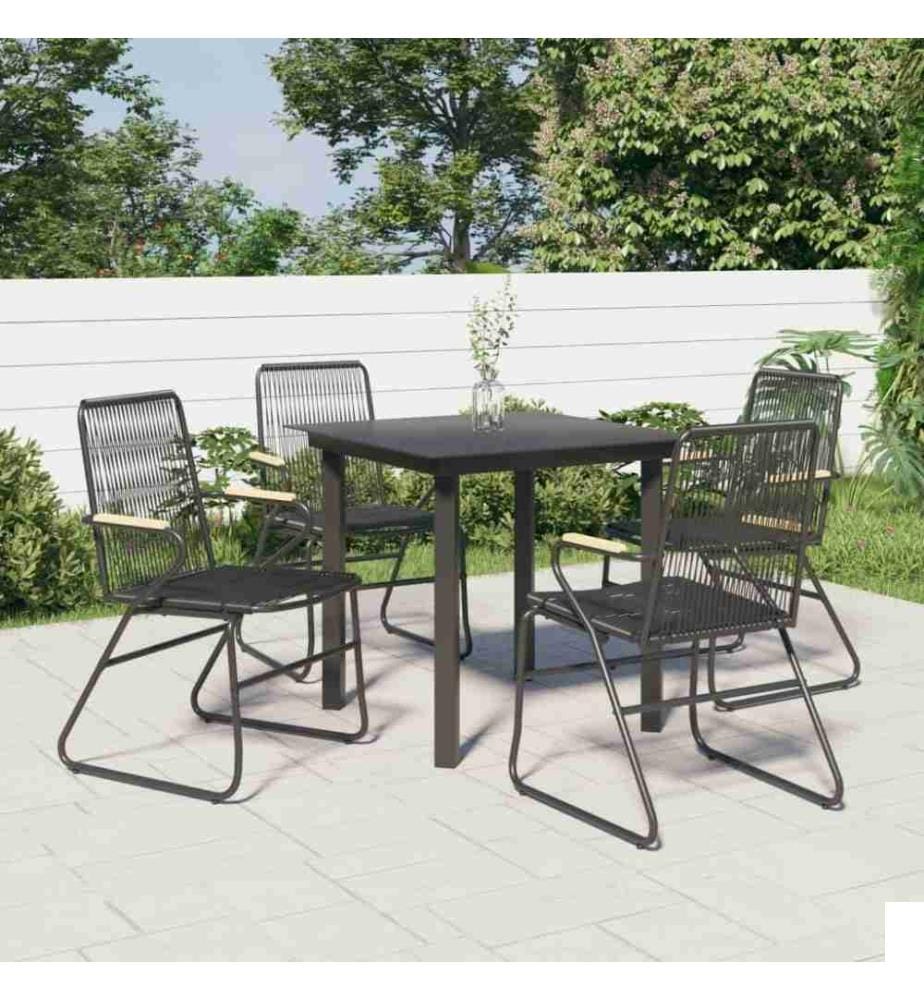 Mobilier à dîner de jardin 5 pcs Noir Rotin PVC