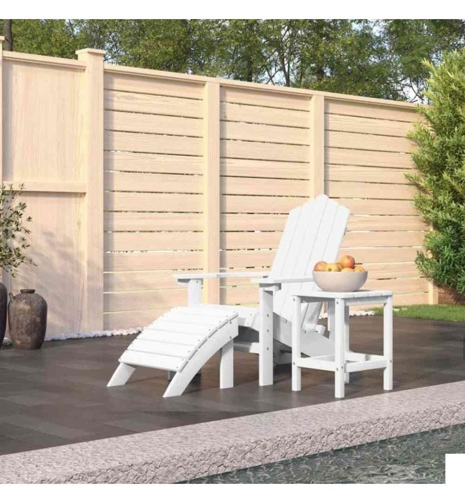 Chaise de jardin Adirondack repose-pied table PEHD Blanc