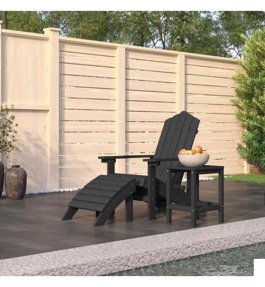 Chaise de jardin Adirondack repose-pied table PEHD Anthracite