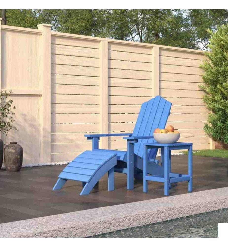 Chaise de jardin Adirondack repose-pied table PEHD Bleu aqua