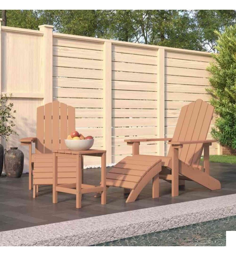 Chaises de jardin Adirondack repose-pied et table PEHD Marron