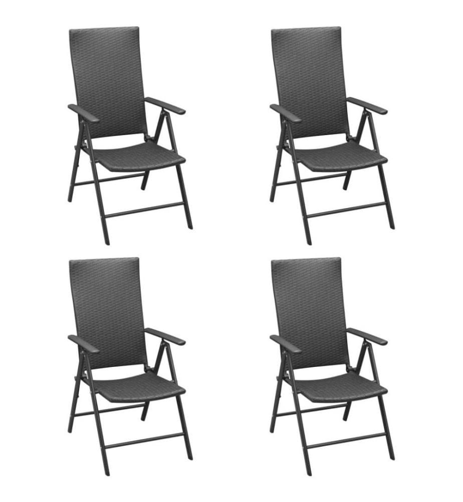 Chaises de jardin 4 pcs Résine tressée Noir