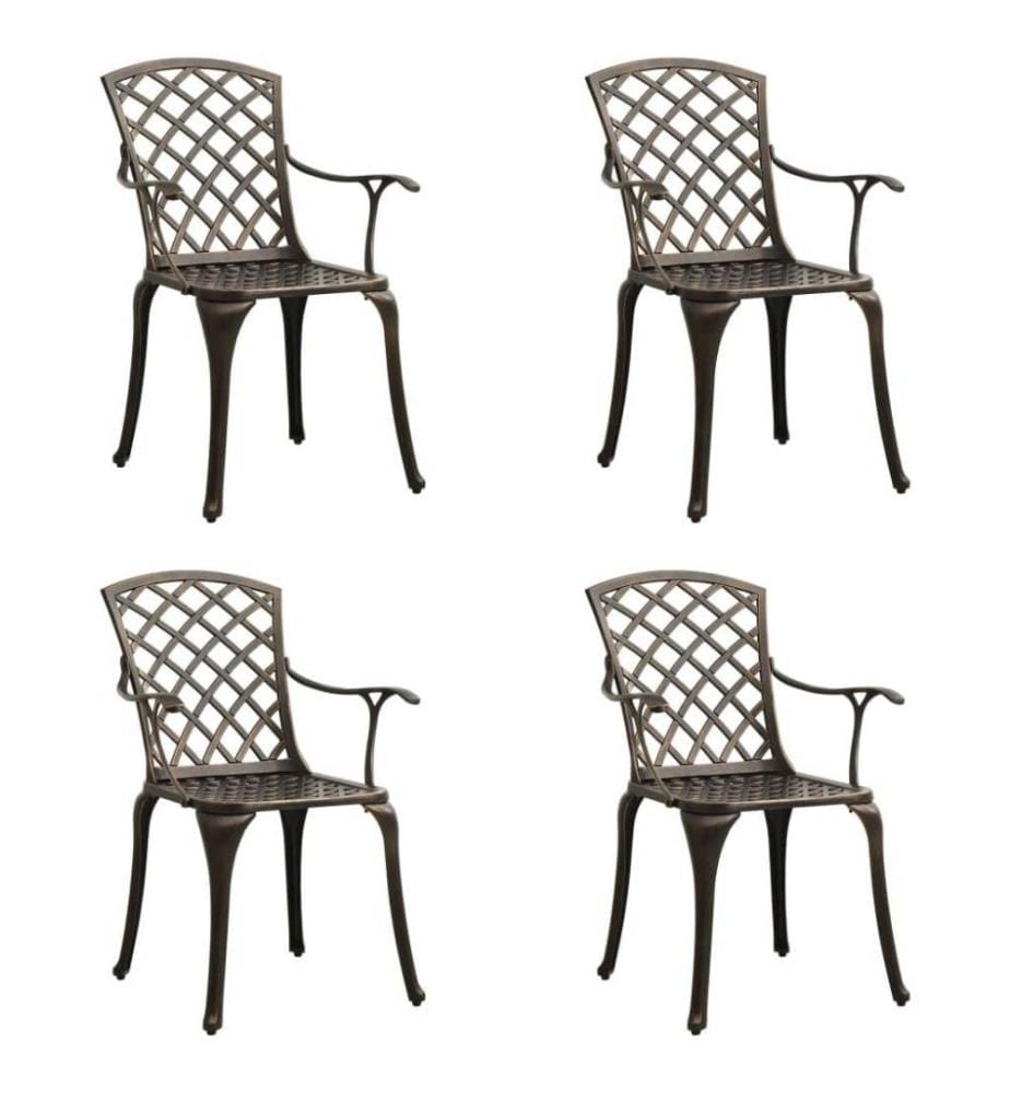 Chaises de jardin 4 pcs Aluminium coulé Bronze