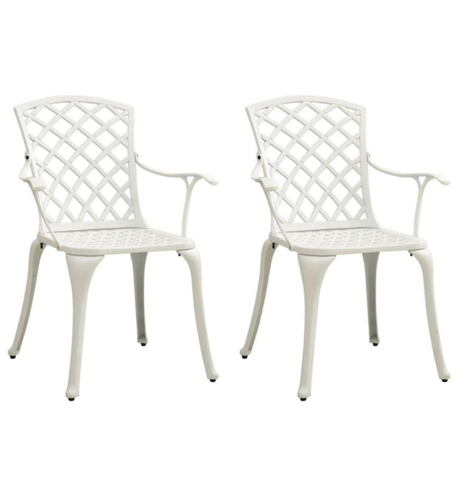 Chaises de jardin 2 pcs Aluminium coulé Blanc