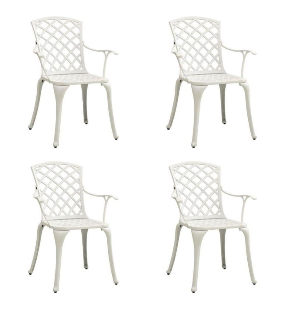 Chaises de jardin 4 pcs Aluminium coulé Blanc