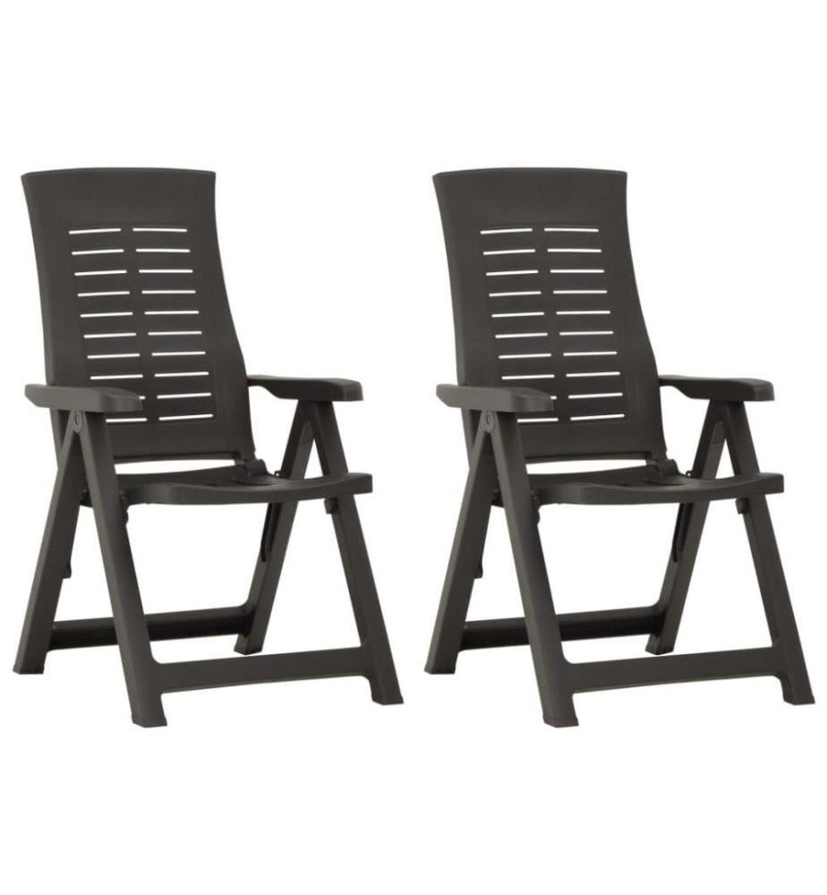 Chaises inclinables de jardin 2 pcs Plastique Anthracite