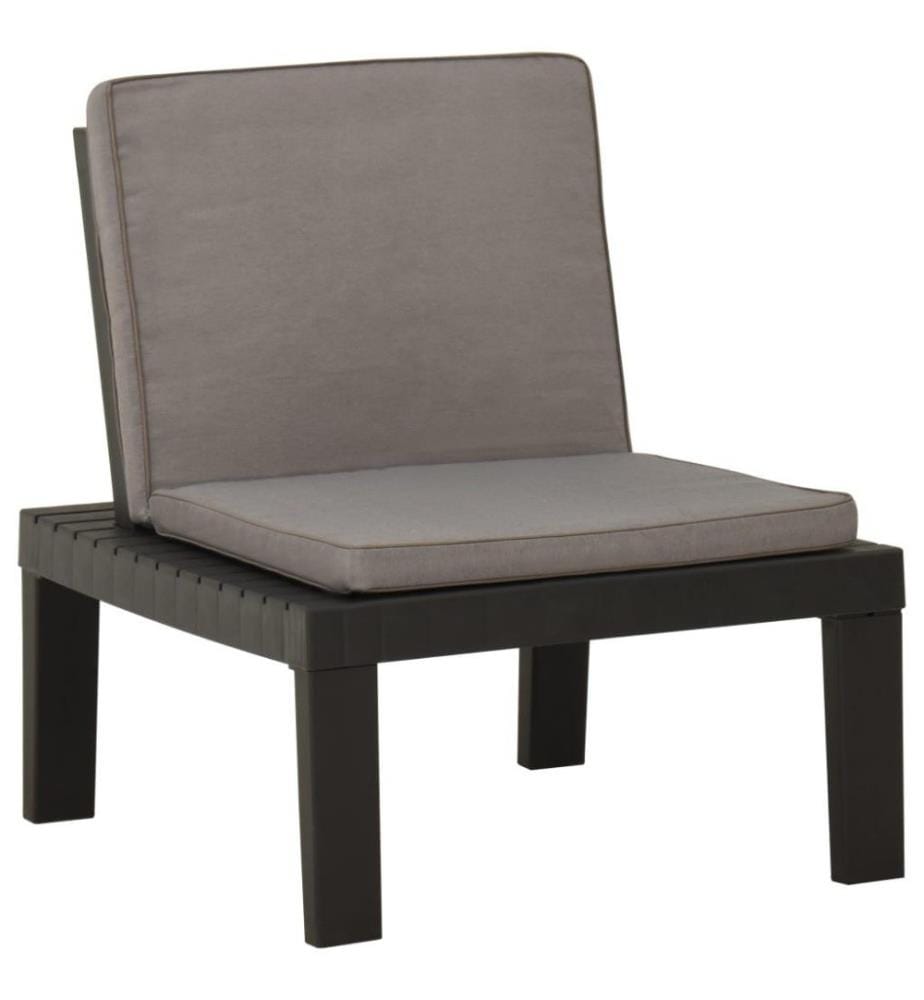 Chaise de salon de jardin avec coussin Plastique Gris