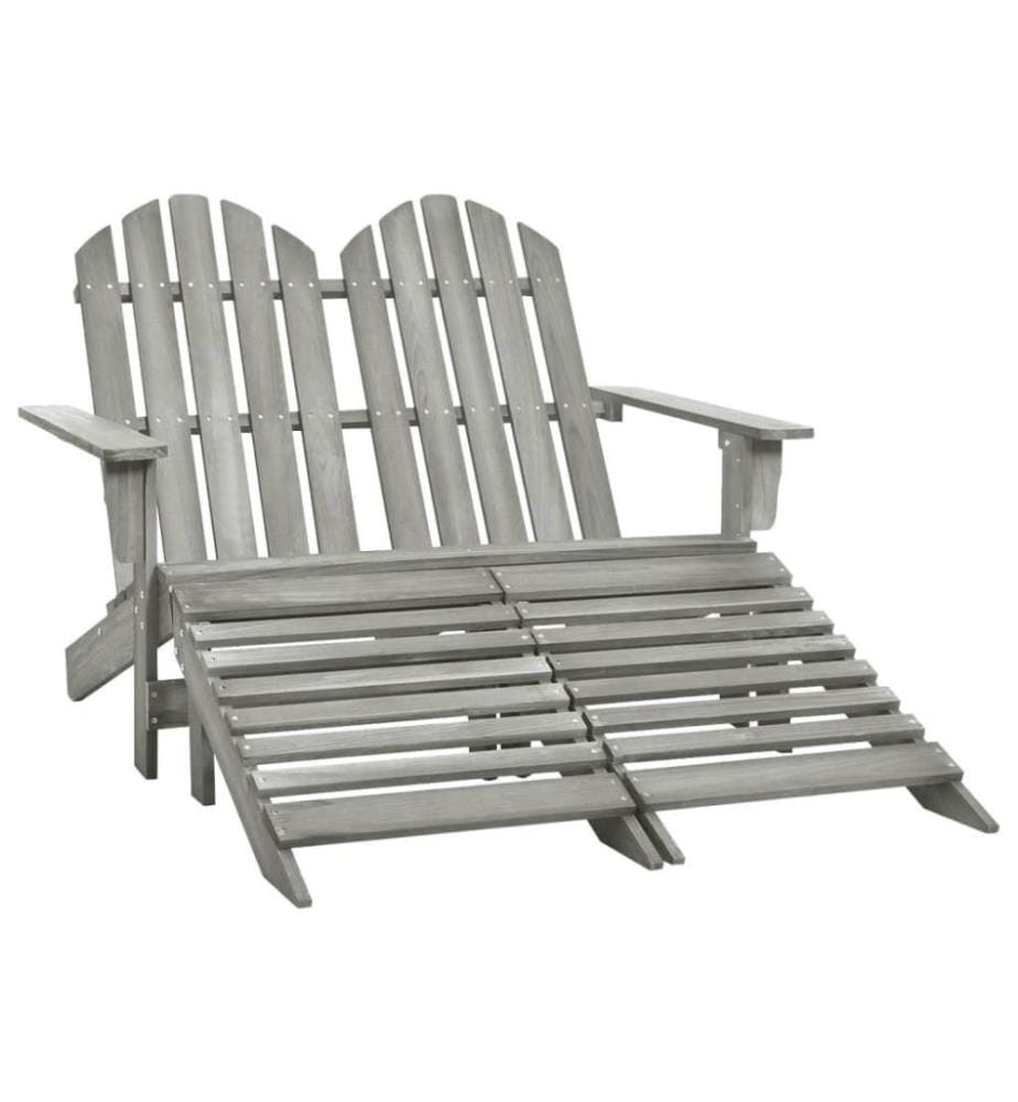 Chaise de jardin Adirondack 2 places et repose-pied Sapin Gris