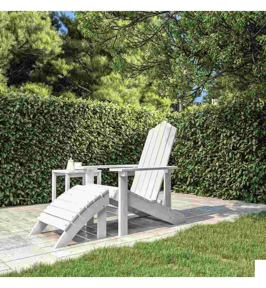 Chaise de jardin Adirondack avec repose-pied PEHD Blanc