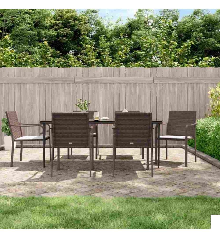 Chaises de jardin et coussins lot de 6 marron 56x59x84 cm rotin