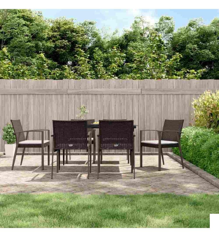 Chaises de jardin coussins lot de 6 marron 56,5x57x83 cm rotin