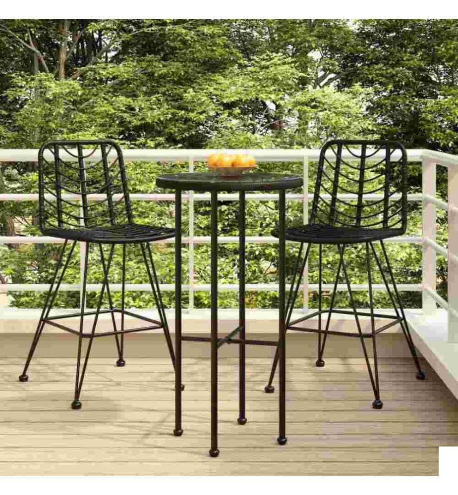 Tabourets de bar 2 pcs Noir 45x56x103,5 cm Résine tressée acier