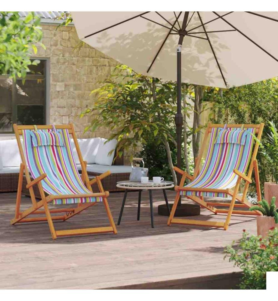 Chaises de plage pliables lot de 2 multicolore tissu