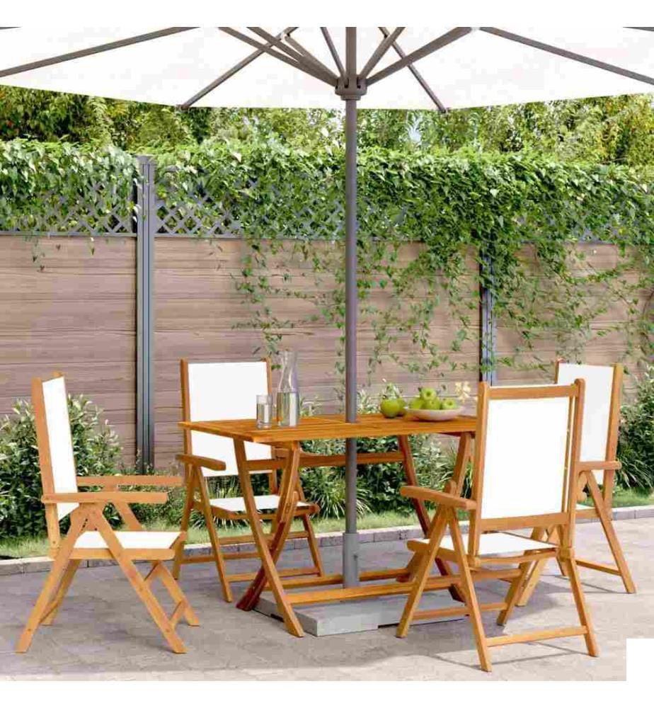Chaises inclinables de jardin lot de 4 tissu et bois massif