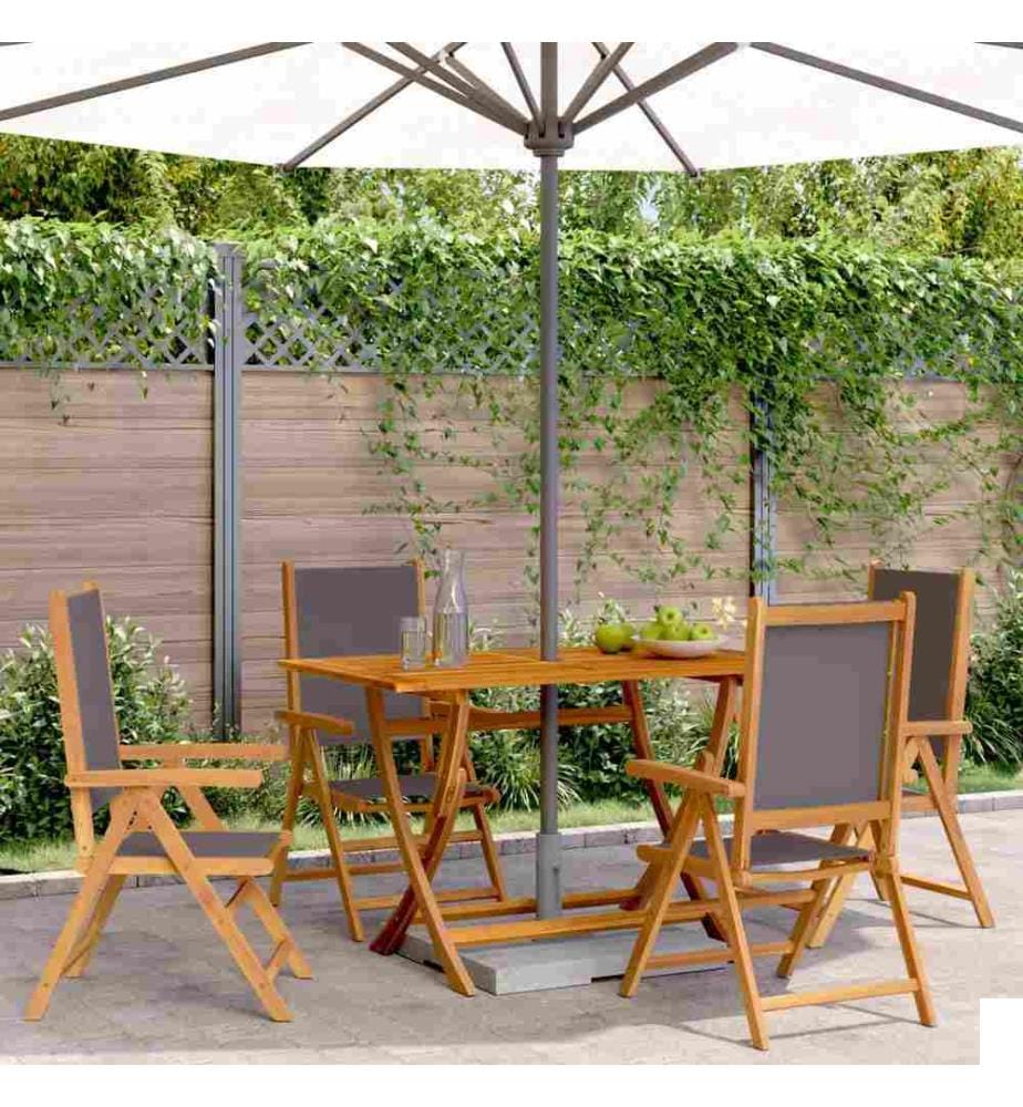 Chaises inclinables de jardin lot de 4 tissu et bois massif