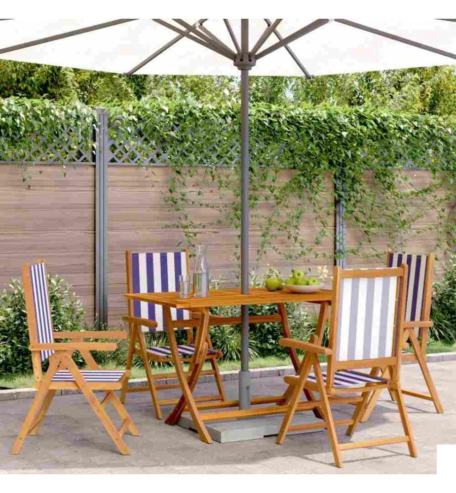 Chaises inclinables de jardin lot de 4 tissu et bois massif