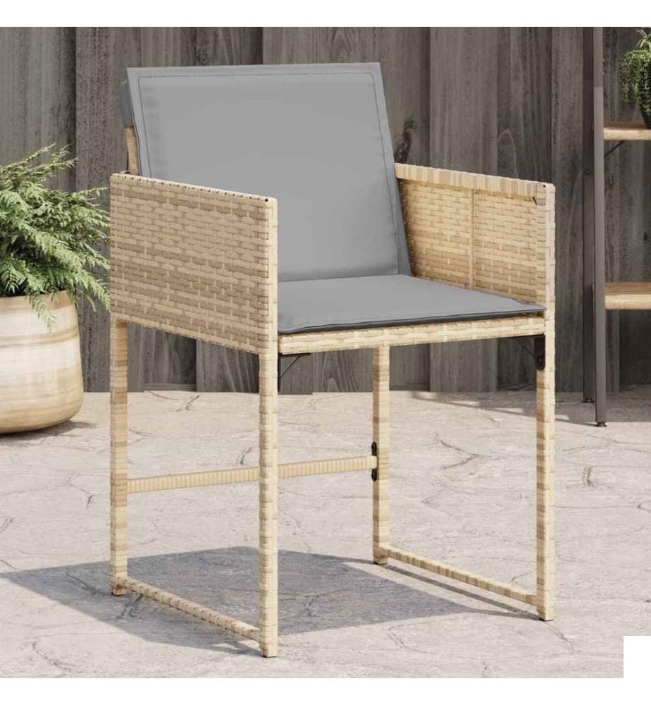Chaises de jardin avec coussins lot de 4 mélange beige