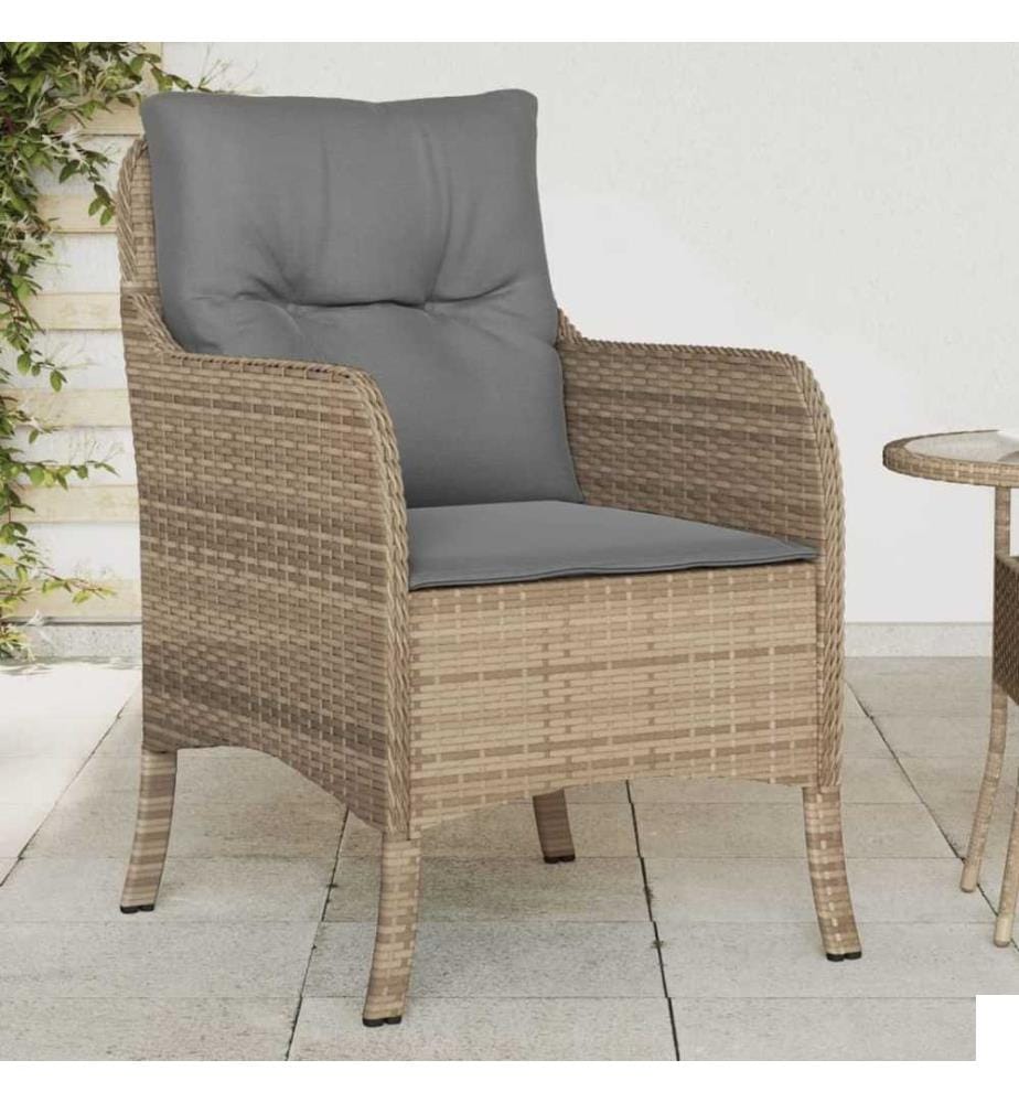 Chaises de jardin avec coussins lot de 2 mélange beige rotin