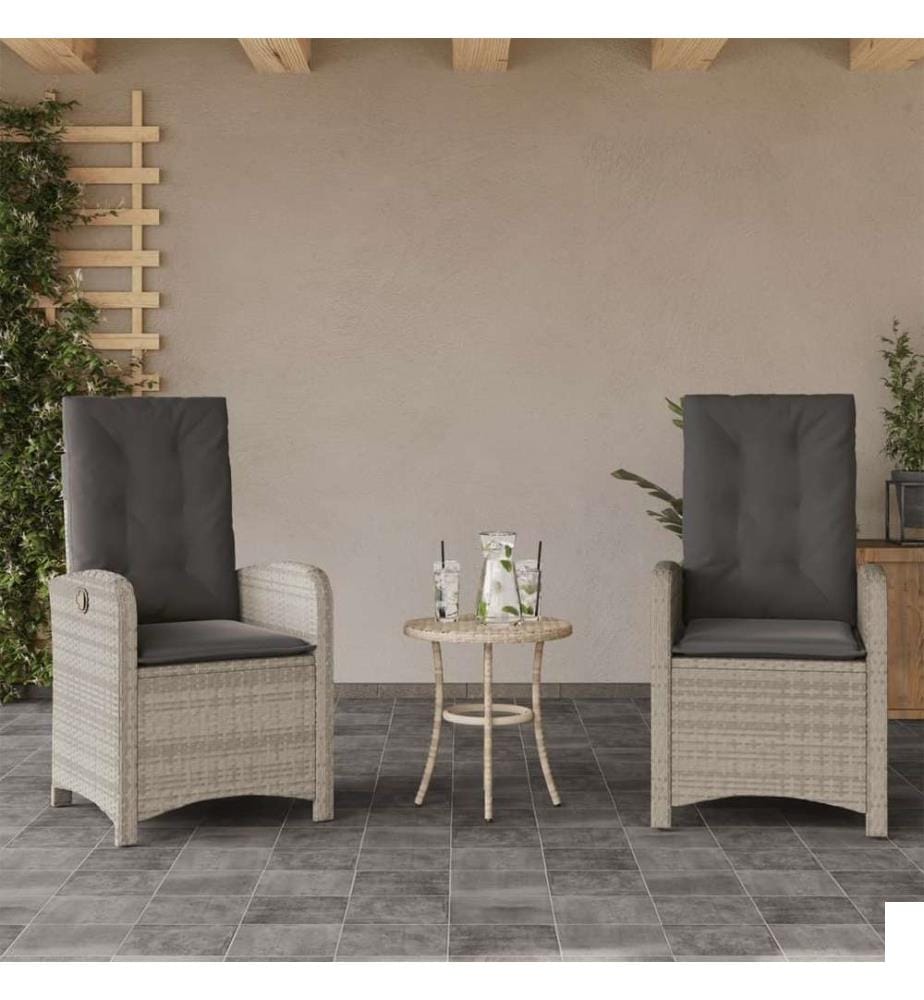 Chaises inclinables jardin lot de 2 et coussins résine tressée