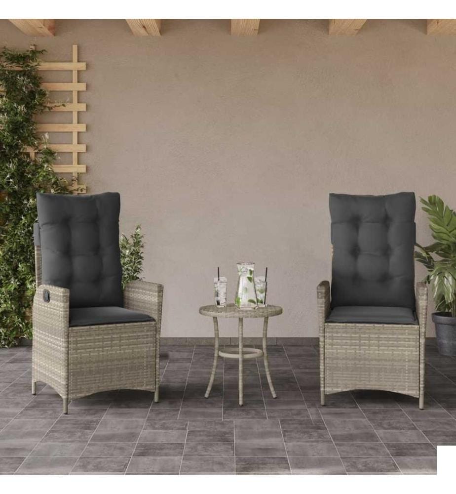 Chaises inclinables jardin lot de 2 et coussins résine tressée