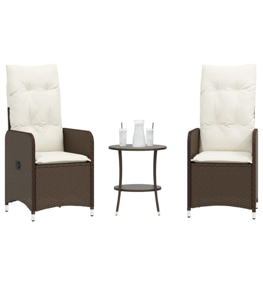 Chaises de jardin inclinables lot de 2 et table résine tressée
