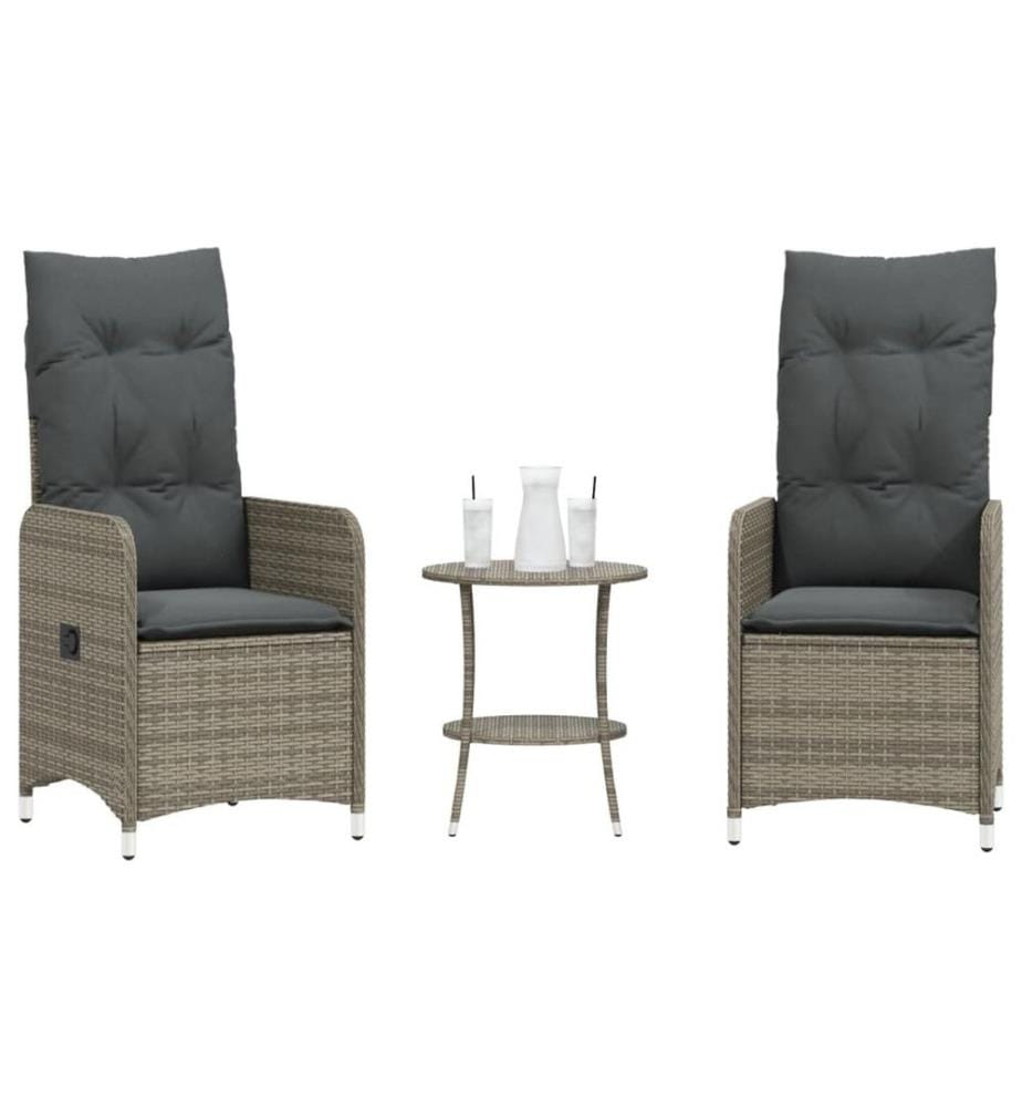 Chaises inclinables de jardin lot de 2 et table résine tressée