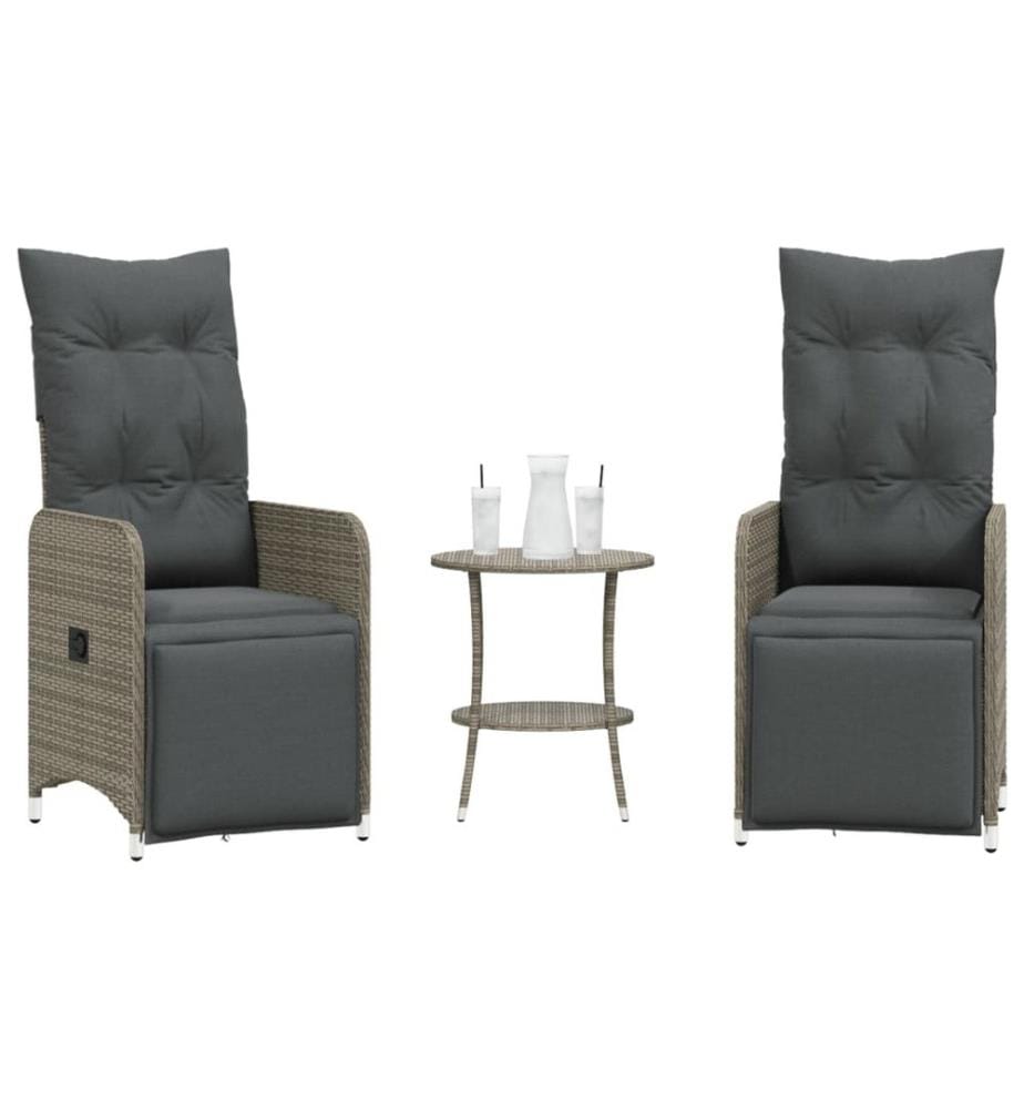 Chaises inclinables de jardin lot de 2 et table résine tressée