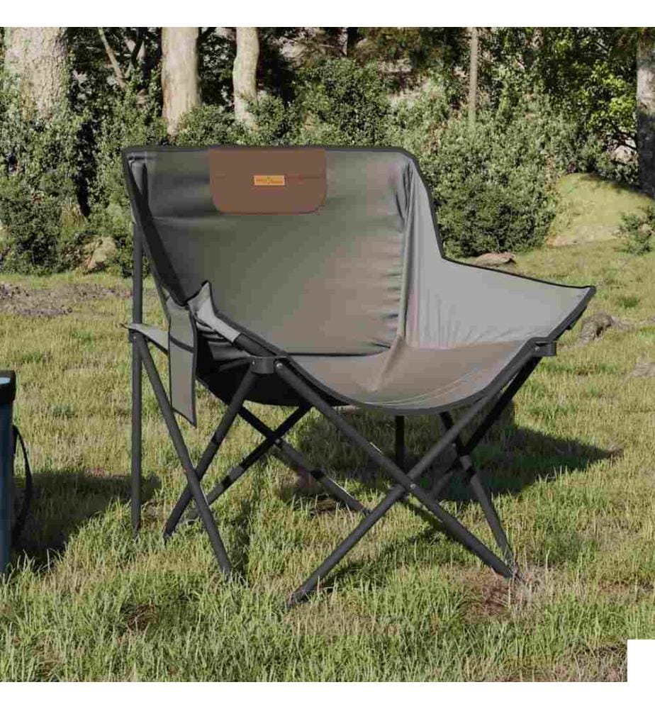 Chaise de camping avec poche pliable lot de 2 gris