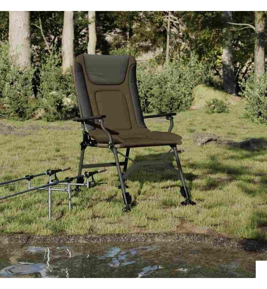 Chaise de pêche avec accoudoir pliable taupe