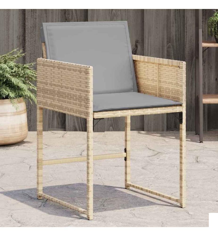 Chaises de jardin avec coussins lot de 4 mélange beige