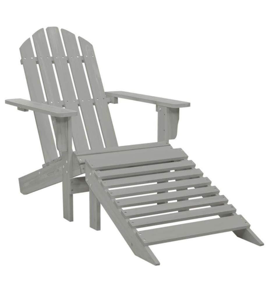 Chaise de jardin avec pouf Bois Gris