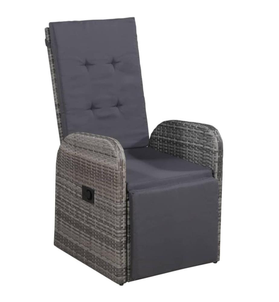 Chaise inclinable de jardin et coussin Résine tressée Gris