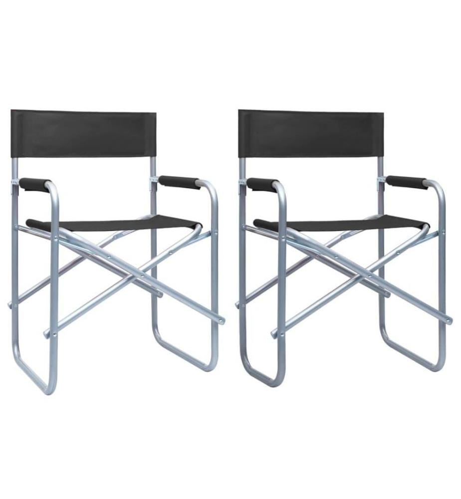Chaises de metteur en scène 2 pcs Acier Noir